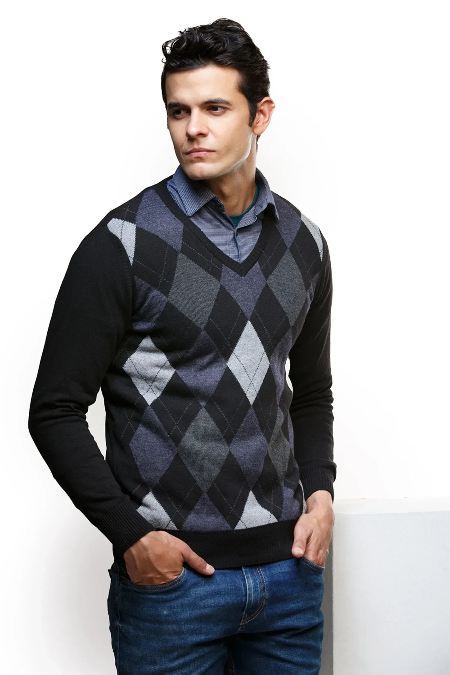 Suéter San Agustín en algodón regenerado rombos – Hombre